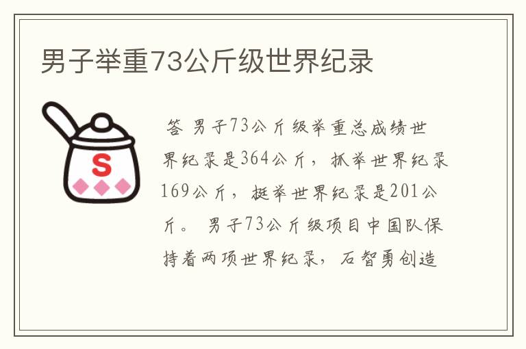 男子举重73公斤级世界纪录