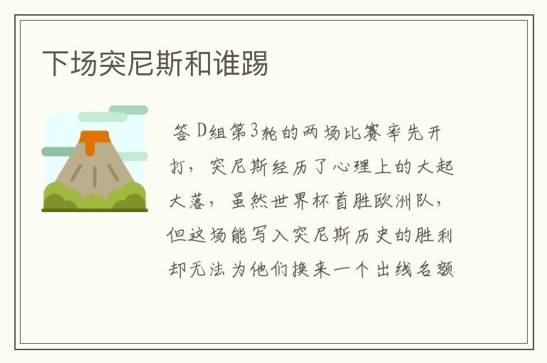 下场突尼斯和谁踢