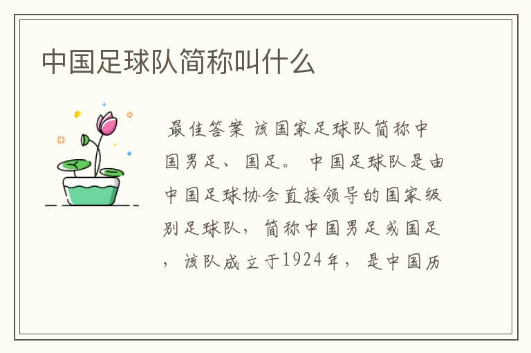 中国足球队简称叫什么