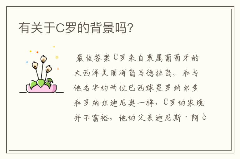 有关于C罗的背景吗?