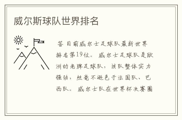 威尔斯球队世界排名