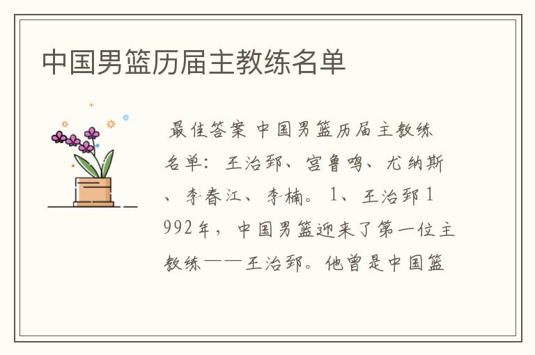 中国男篮历届主教练名单