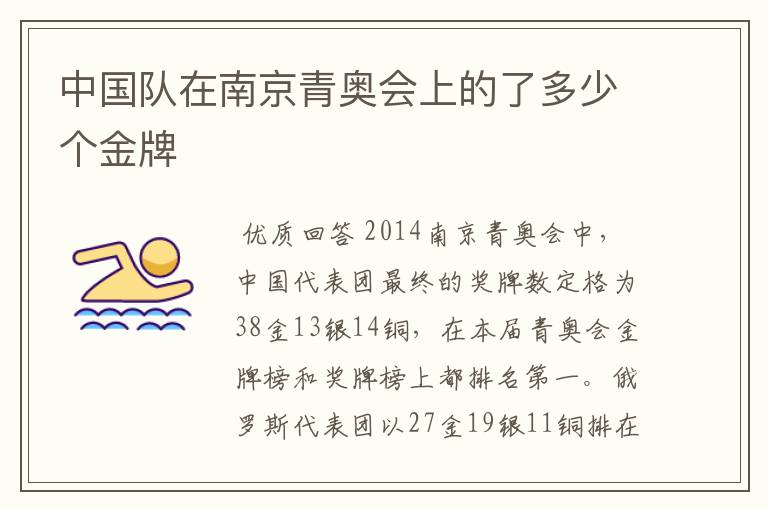 中国队在南京青奥会上的了多少个金牌