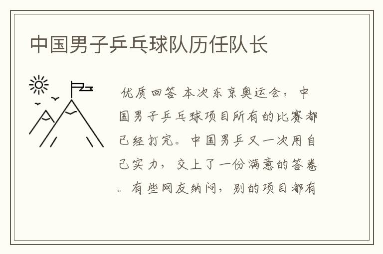 中国男子乒乓球队历任队长