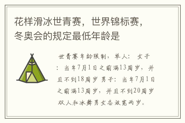 花样滑冰世青赛,世界锦标赛,冬奥会的规定最低年龄是