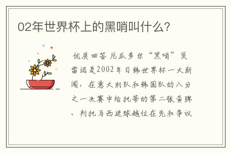 02年世界杯上的黑哨叫什么?