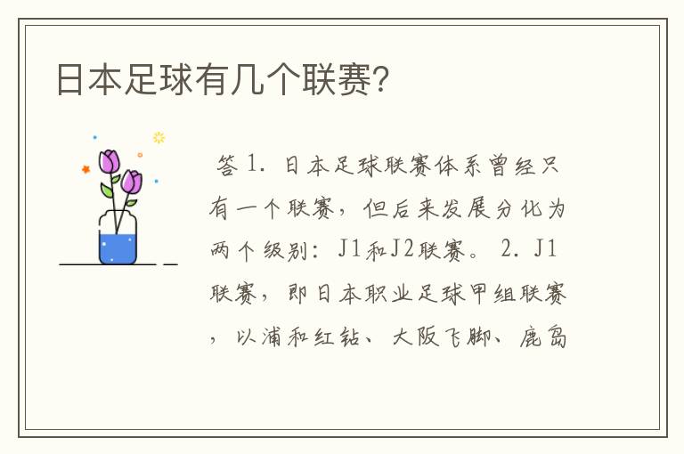 日本足球有几个联赛?