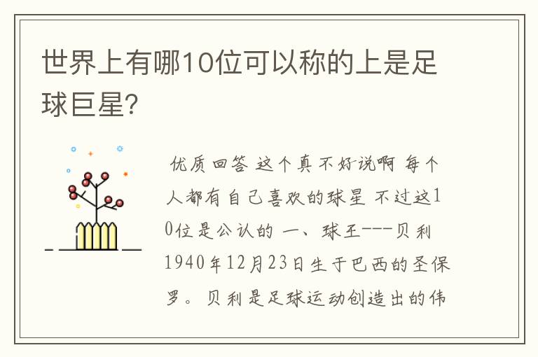 世界上有哪10位可以称的上是足球巨星?