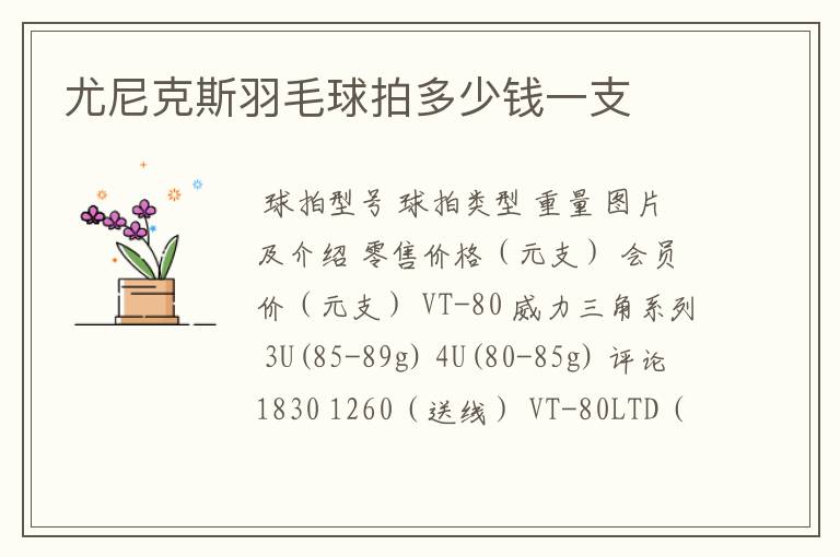 尤尼克斯羽毛球拍多少钱一支