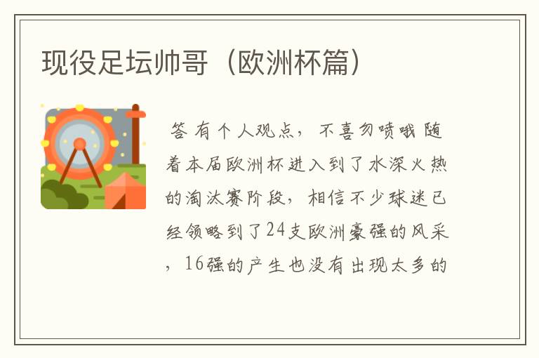 现役足坛帅哥(欧洲杯篇)