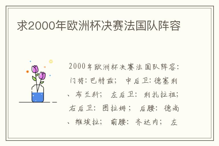 求2000年欧洲杯决赛法国队阵容