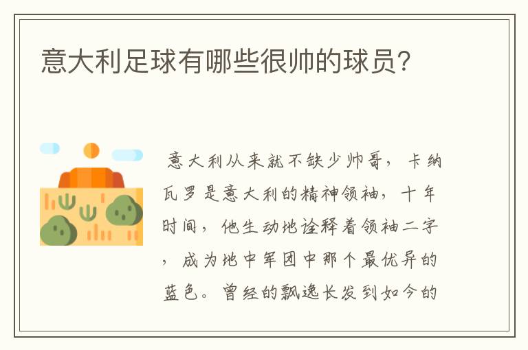 意大利足球有哪些很帅的球员?