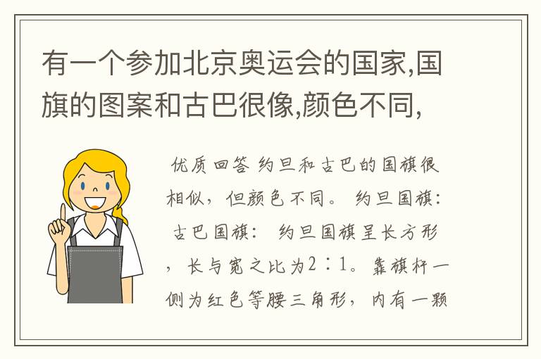 有一个参加北京奥运会的国家,国旗的图案和古巴很像,颜色不同,那是什么国家.(国旗图案也要啊.)