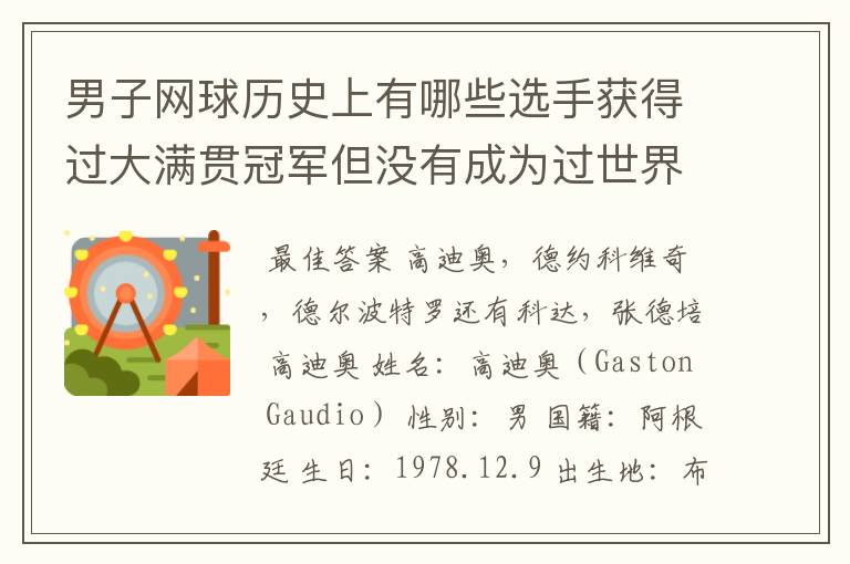 男子网球历史上有哪些选手获得过大满贯冠军但没有成为过世界排名第一的选手?