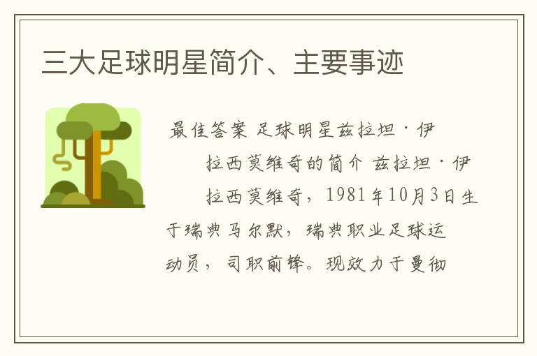三大足球明星简介、主要事迹