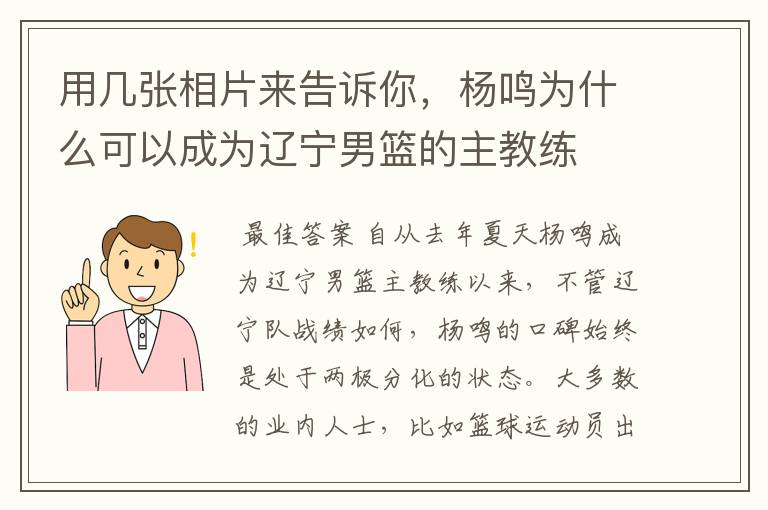 用几张相片来告诉你,杨鸣为什么可以成为辽宁男篮的主教练
