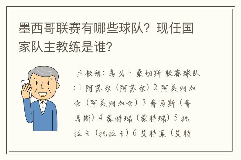 墨西哥联赛有哪些球队?现任国家队主教练是谁?