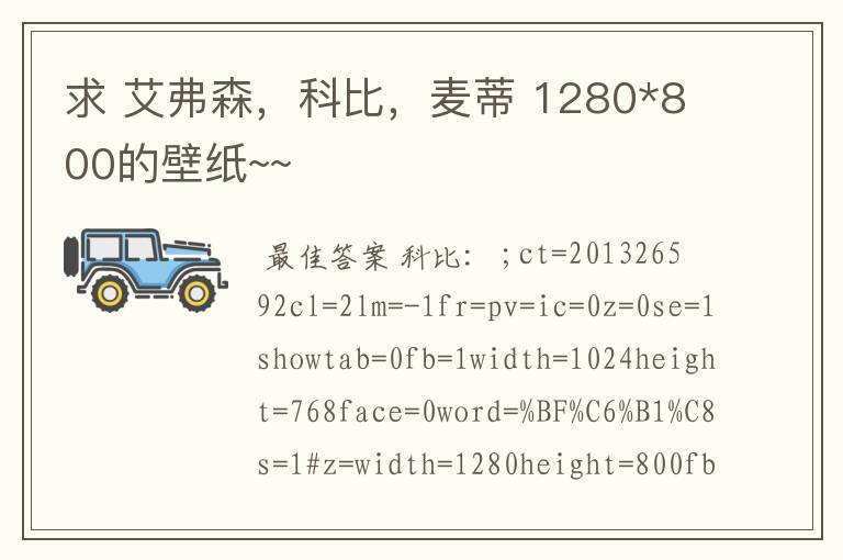 求 艾弗森,科比,麦蒂 1280*800的壁纸~~
