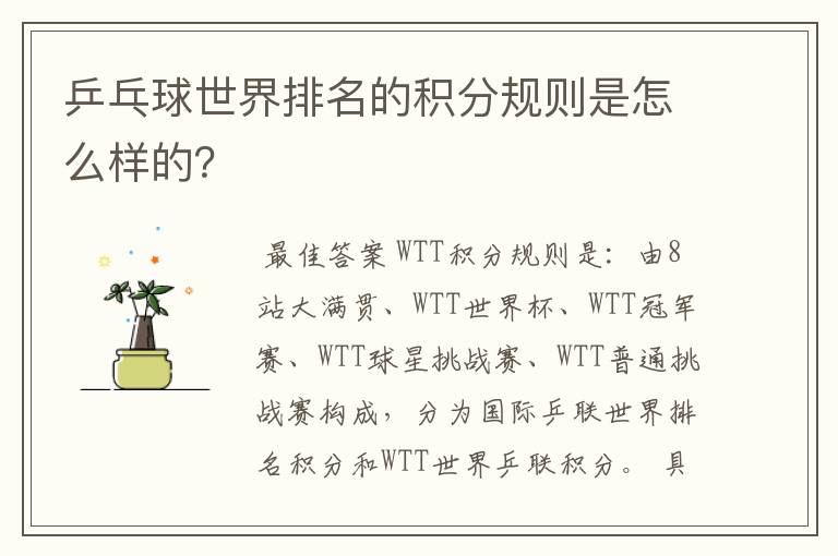 乒乓球世界排名的积分规则是怎么样的?