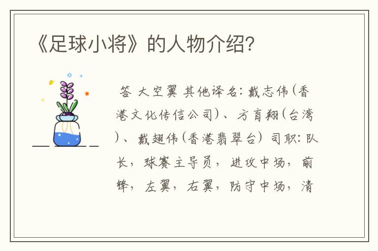 《足球小将》的人物介绍?