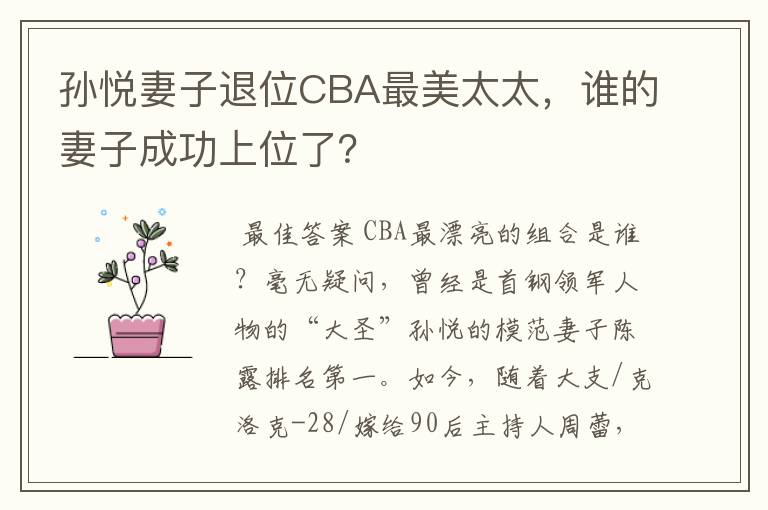 孙悦妻子退位CBA最美太太,谁的妻子成功上位了?