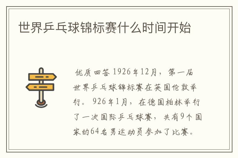 世界乒乓球锦标赛什么时间开始