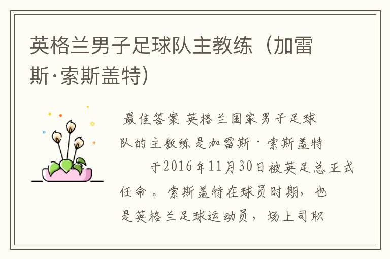 英格兰男子足球队主教练(加雷斯·索斯盖特)