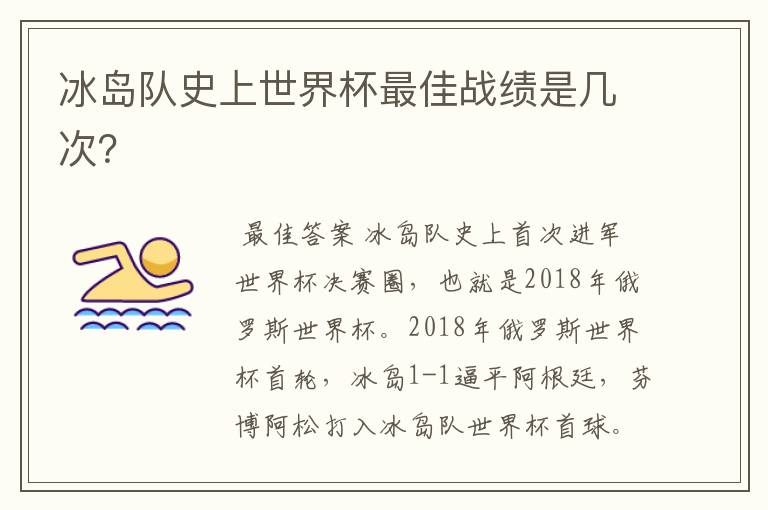 冰岛队史上世界杯最佳战绩是几次?