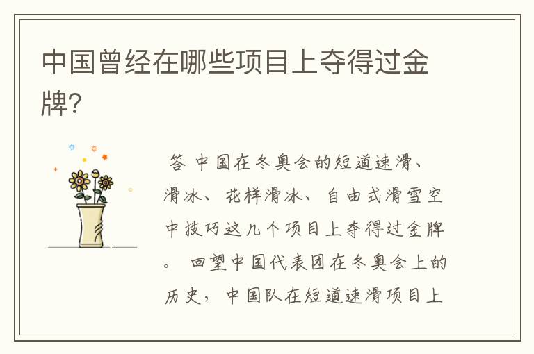 中国曾经在哪些项目上夺得过金牌?