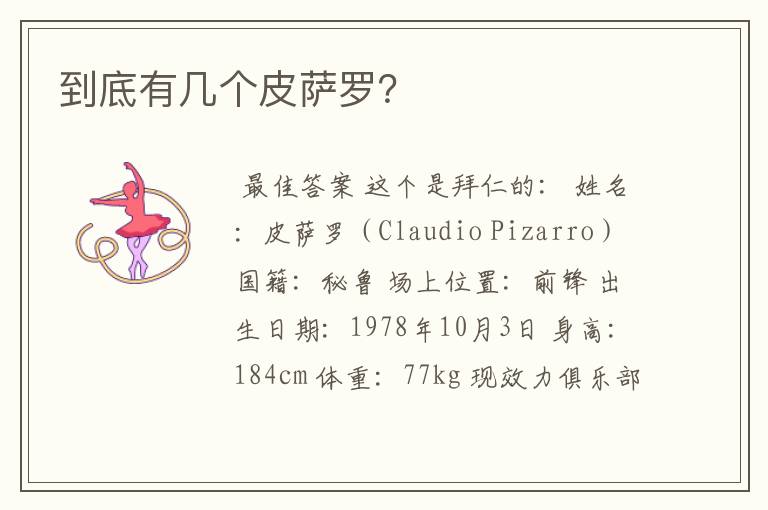 到底有几个皮萨罗？