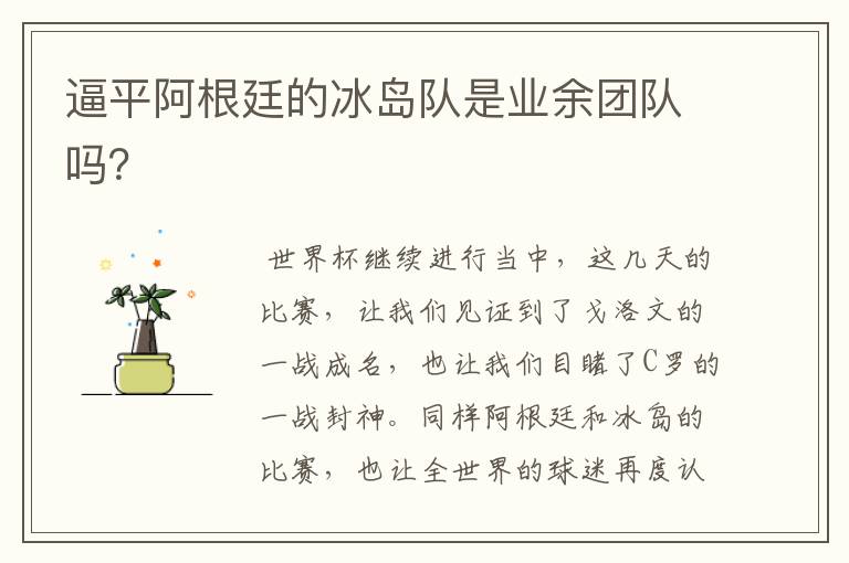 逼平阿根廷的冰岛队是业余团队吗?