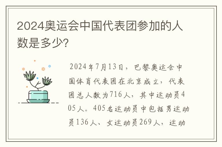 2024奥运会中国代表团参加的人数是多少?