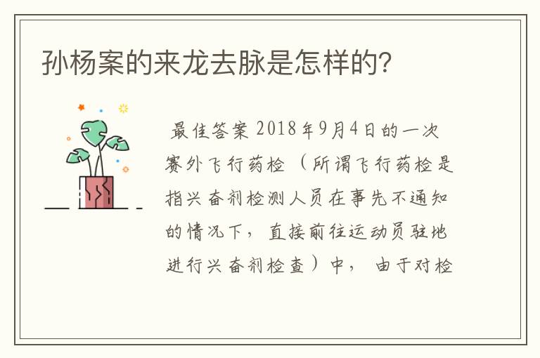 孙杨案的来龙去脉是怎样的?