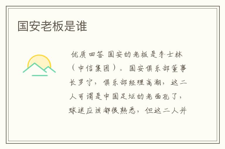 国安老板是谁