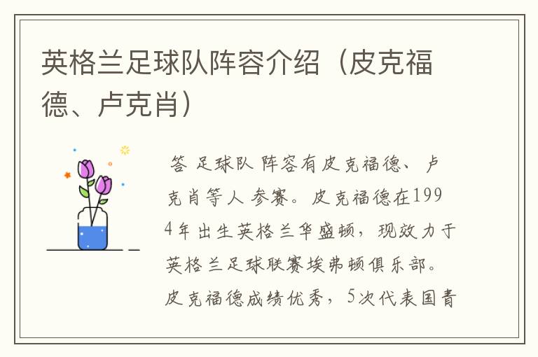 英格兰足球队阵容介绍(皮克福德、卢克肖)