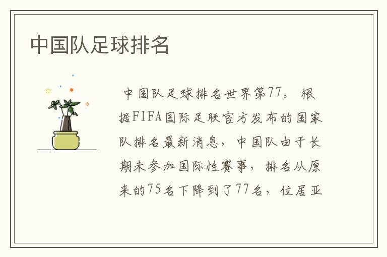 中国队足球排名