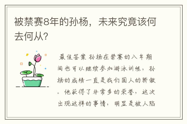 被禁赛8年的孙杨,未来究竟该何去何从?