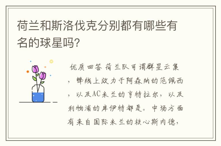 荷兰和斯洛伐克分别都有哪些有名的球星吗?
