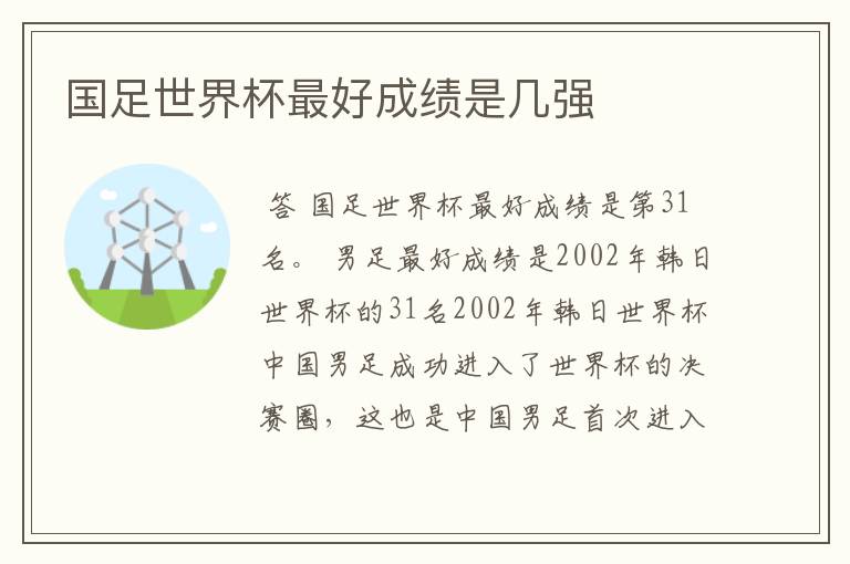 国足世界杯最好成绩是几强