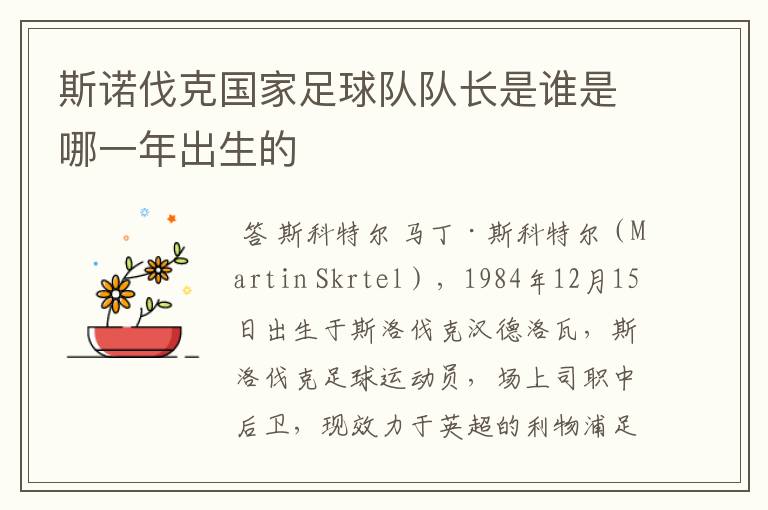 斯诺伐克国家足球队队长是谁是哪一年出生的