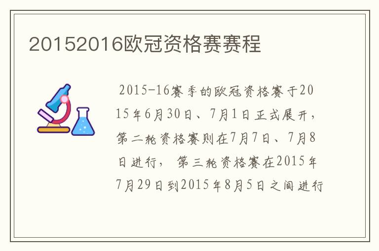 20152016欧冠资格赛赛程