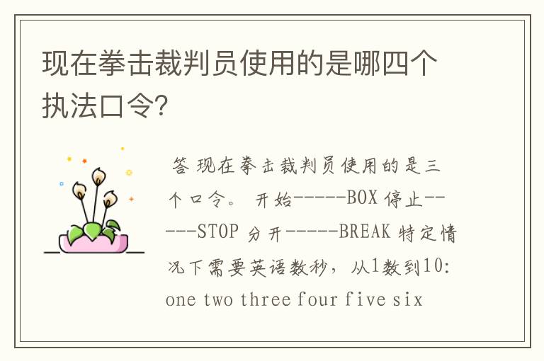现在拳击裁判员使用的是哪四个执法口令?