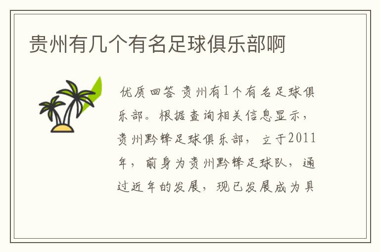 贵州有几个有名足球俱乐部啊
