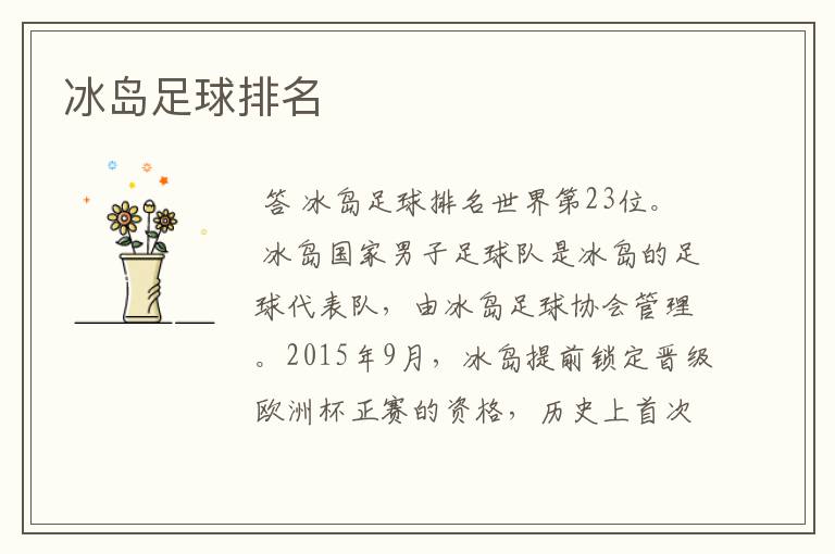 冰岛足球排名