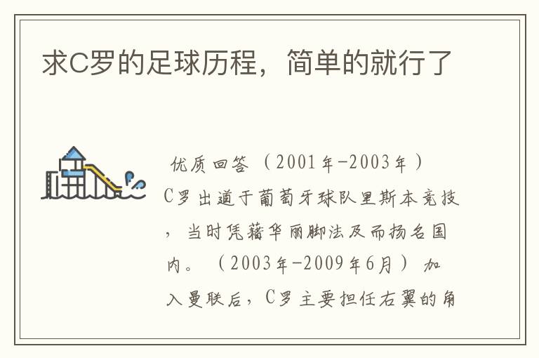 求C罗的足球历程,简单的就行了