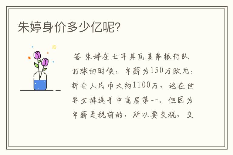 朱婷身价多少亿呢?