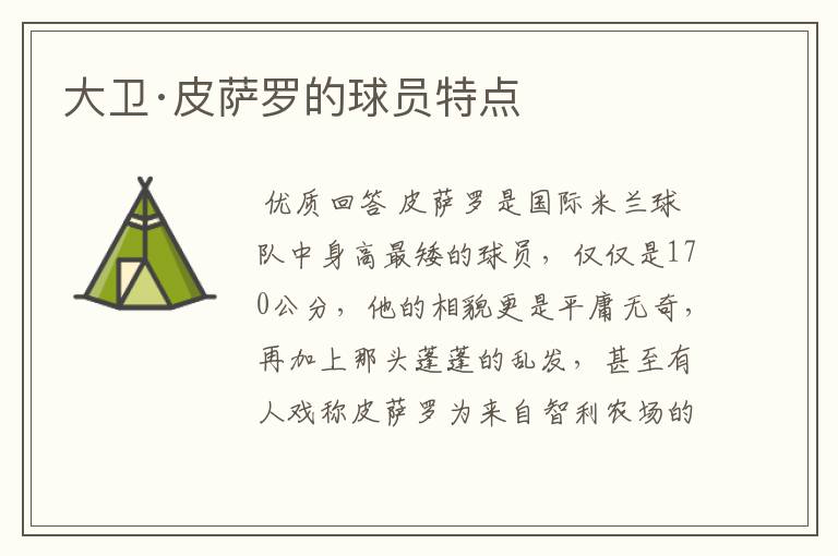 大卫·皮萨罗的球员特点
