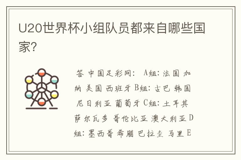 U20世界杯小组队员都来自哪些国家?