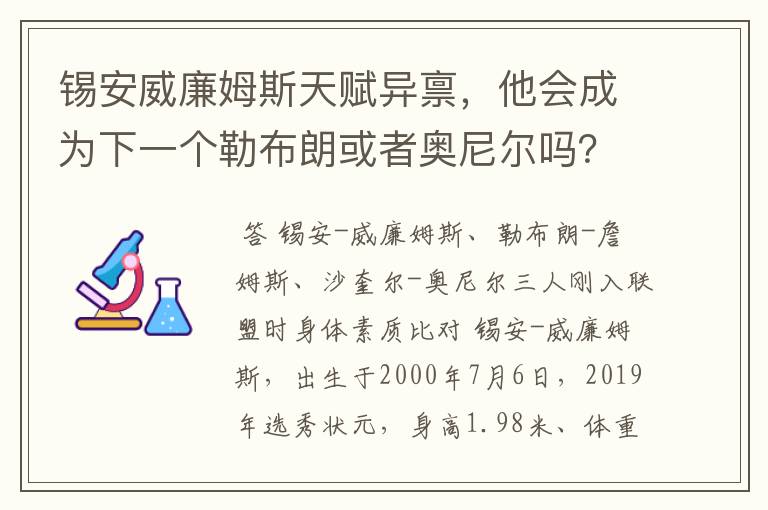 锡安威廉姆斯天赋异禀,他会成为下一个勒布朗或者奥尼尔吗?