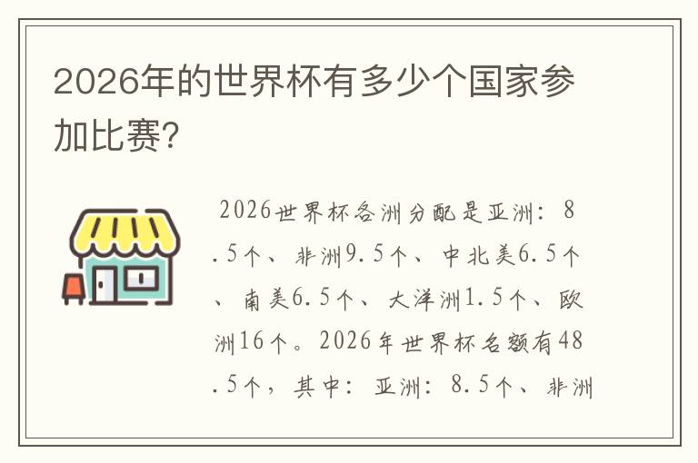 2026年的世界杯有多少个国家参加比赛?